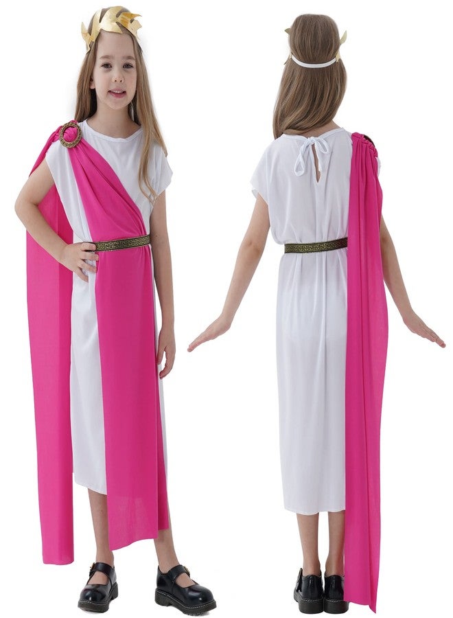 TOGROP Greek Toga Costume for Kids Girls Ancient Greece Mythos Philosopher Rome Nobility Cosplay 8-12 Years Pink - Image 2